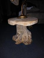 Boomstam bijzettafeltje - uniek en als nieuw!, Minder dan 45 cm, Minder dan 55 cm, Rond, Ophalen of Verzenden