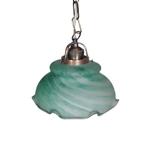 Franse Art-Deco gemarmerde opaline glazen hanglamp, Huis en Inrichting, Lampen | Hanglampen, Gebruikt, -, -, Vintage