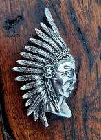 925 Sterling zilveren speld Indiaan met tooi, Ophalen of Verzenden, Zo goed als nieuw, Zilver, Zilver