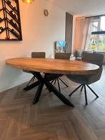 Mangohouten eettafel met stalen poten, Huis en Inrichting, Tafels | Eettafels, 100 tot 150 cm, Ophalen of Verzenden, Zo goed als nieuw