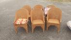 6x Loyd Loom 9F zonder kussens rieten stoelen, Huis en Inrichting, Stoelen, Ophalen, Gebruikt, Bruin, Riet of Rotan