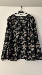 Zwarte blouse met beige panters, Kleding | Dames, Ophalen of Verzenden, Gedragen, Maat 46/48 (XL) of groter, Zwart