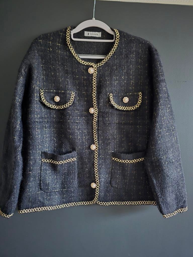 Nieuw jasje boucle 40 42 44 zwart goud, Kleding | Dames, Ophalen of Verzenden, Nieuw, Maat 42/44 (L), Zwart