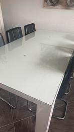 Moderne witte eettafel met glasplaat - 180x90 cm, Ophalen, Nieuw, 50 tot 100 cm, Glas
