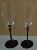 LUMINARC DOMINO ZWART 2x flute champagne glas H22xO5cm set B