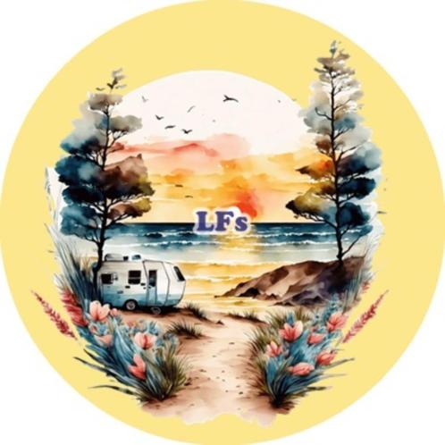 LF2425 ouwel caravan camping 20x4,7cm eetbare cupcake rondje, Hobby en Vrije tijd, Taarten en Cupcakes maken, Nieuw, Versiering