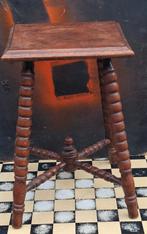 Bijzettafeltje/plantentafeltje. Eiken. Oud/antiek. 43 cm., Minder dan 55 cm, Vierkant, Zo goed als nieuw, Hout