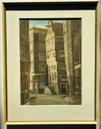 Aquarel Sint Olofssteeg - Het Jopenvat - Amsterdam - 47 x 37, Antiek en Kunst, Ophalen of Verzenden