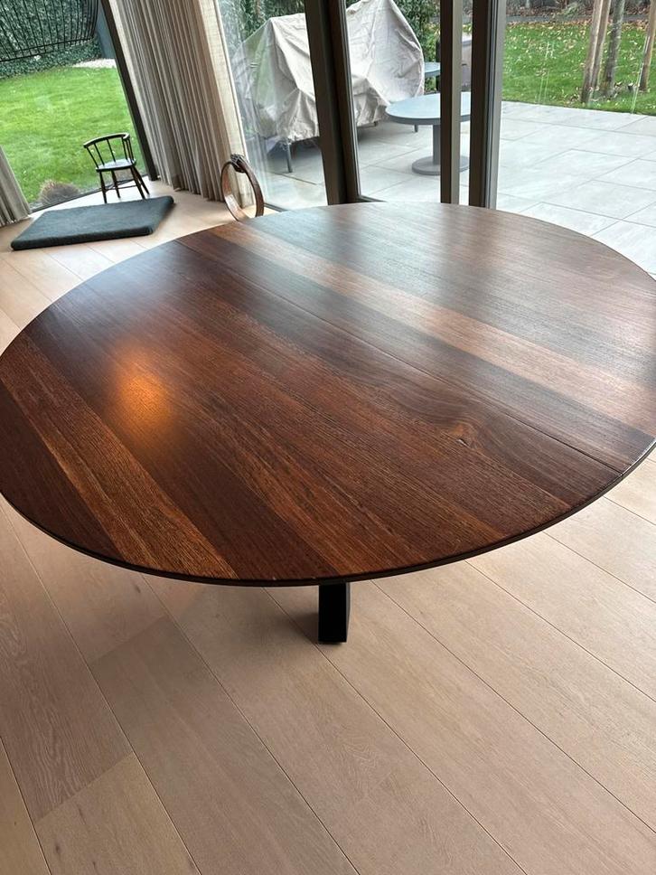 Wenge eettafel op maat met stalen frame rond 1.70 cm., Huis en Inrichting, Tafels | Eettafels, Nieuw, 150 tot 200 cm, 150 tot 200 cm