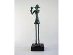 Nieuw beeld brons fluitist staand op voet 30 cm H., Ophalen of Verzenden