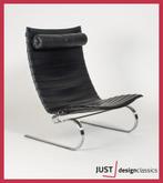 Fritz Hansen PK20 Zwart Leder, Huis en Inrichting, Fauteuils, Niet ingevuld, Niet ingevuld, Zo goed als nieuw, Metaal