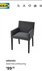 Ikea stoel  zwart armleuning marenas antraciet wasbare  hoes, Huis en Inrichting, Stoelen, Ophalen, Gebruikt, Grijs, Eén