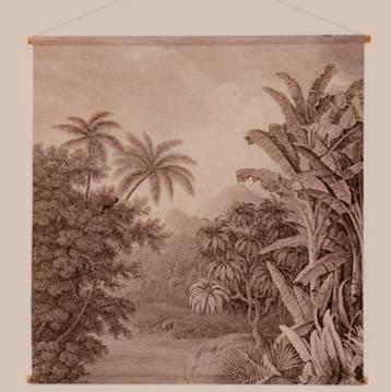 HKLIVING Jungle Wandkleed in sepia roze bruin beschikbaar voor biedingen