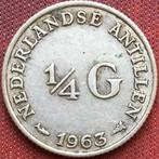 Nederlandse Antillen ¼ Gulden 1963, Koningin Juliana, Zilver, 25 cent, Ophalen of Verzenden