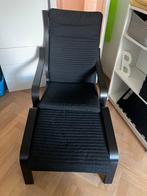 Poang stoel ikea zwart met poef, Tuin en Terras, Ophalen, Zo goed als nieuw, Kunststof