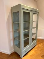 Linde Groene Kast met Glasdeuren, Gebruikt, Met lade(s), 150 tot 200 cm, 25 tot 50 cm