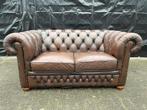 Chesterfield bank bruin GRATIS BEZORGD, Gebruikt, 125 cm of meer, Leer, Ophalen of Verzenden