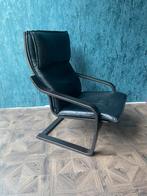 IKEA Poang Lederen Fauteuil, Gebruikt, Zwart, Leer, Ophalen of Verzenden