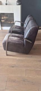 Stoere, leren stoelen met vintage look set van 2, Huis en Inrichting, Fauteuils, Ophalen, Gebruikt, Vintage, robuust & stoer, 75 tot 100 cm