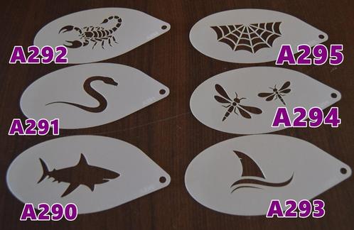 schminken stencil sjablonen 1,25pst heel veel keuze NIEUW, Hobby en Vrije tijd, Feestartikelen, Nieuw, Schmink, Carnaval, Ophalen of Verzenden