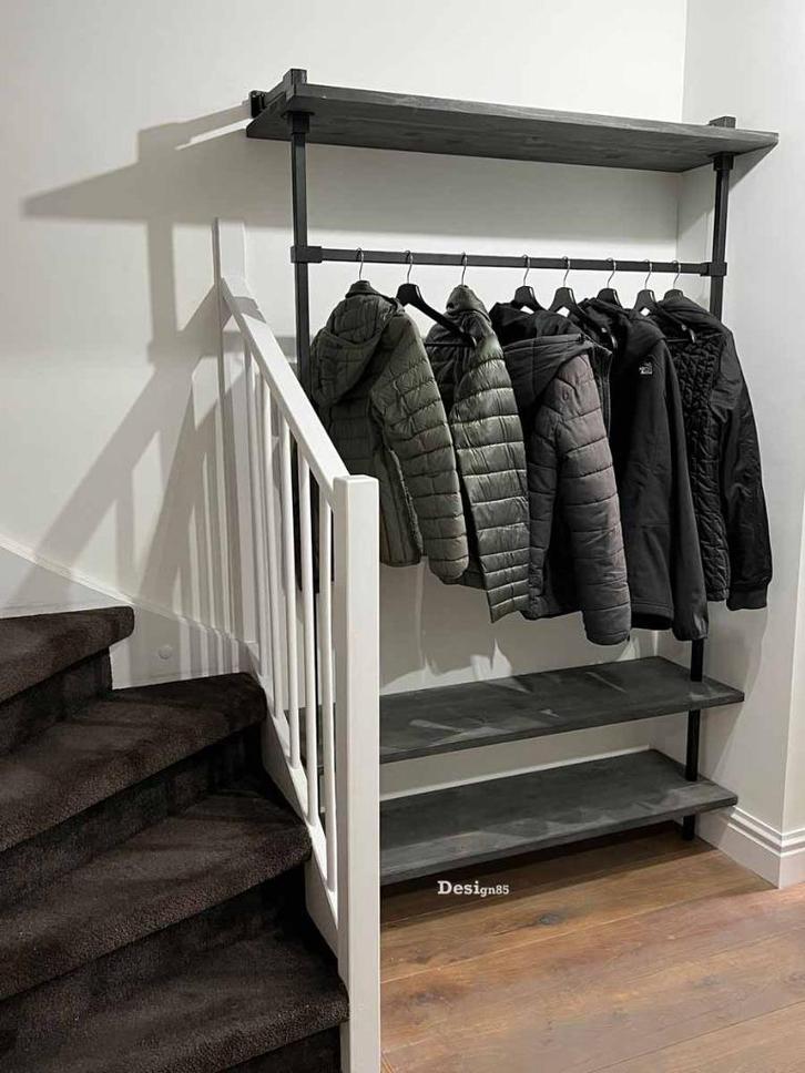 Kapstok zwart metaal Hangers, Huis en Inrichting, Woonaccessoires | Kapstokken, Nieuw, Wandkapstok, 200 cm of meer, Metaal, Ophalen of Verzenden