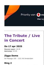 2 kaarten voor The tribute live in de ziggo dome, Drie personen of meer, April