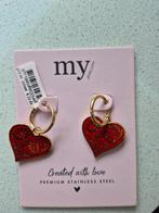 Rode Hart Oorbellen met Bloemen - My Jewellery, Overige materialen, Hangers, Nieuw, Ophalen of Verzenden