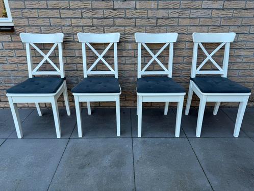 Ikea Ingolf keukenstoel / eetkamerstoel, wit, Huis en Inrichting, Stoelen, Zo goed als nieuw, Vier, Hout, Wit, Ophalen