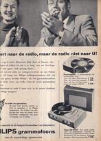 retro reclame 1955 Philips grammofoon platenspeler, Verzamelen, Retro, Ophalen of Verzenden