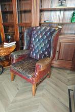 Unieke Vintage Chesterfield Colourful Oorfauteuil, Gebruikt, Leer, Ophalen of Verzenden