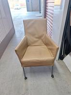 4x L'ancora echt lederen eettafelstoelen beige op wieltjes, Ophalen, Gebruikt, Overige kleuren, Vier