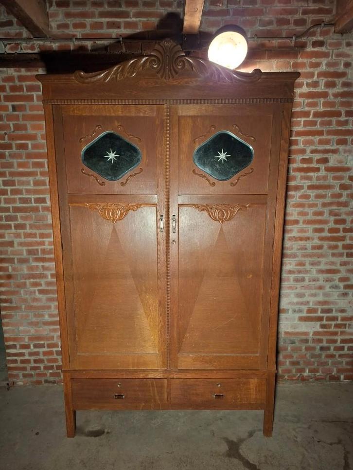 Oude Antiek Brocante Linnenkast Kledingkast Kast, Huis en Inrichting, Kasten | Kledingkasten, Gebruikt, 200 cm of meer, 200 cm of meer