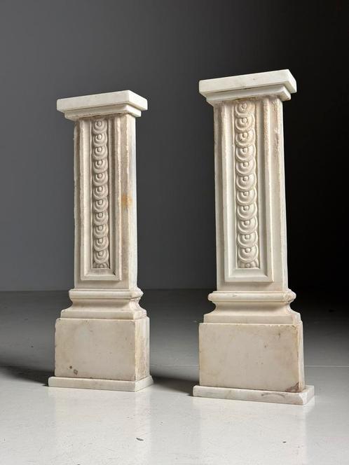 Set van 2 Marmeren ornamenten schouw, Huis en Inrichting, Haarden, Gebruikt, Ophalen