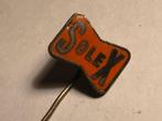 Emaille SOLEX BROMFIETS MERK Speld (Oranje/Metaalkleur)., Verzenden, Zo goed als nieuw, Transport, Speldje of Pin