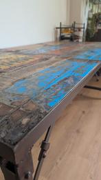 Unieke industriële kleurrijke inklapbare eettafel, Huis en Inrichting, Tafels | Eettafels, Ophalen, 50 tot 100 cm, Zo goed als nieuw