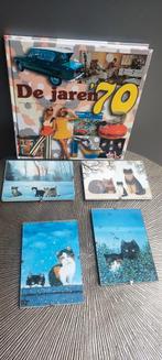 Vintage 4 Postcard wanddecoratie kat katten poes 70s, Minder dan 50 cm, Ophalen of Verzenden, Zo goed als nieuw, Schilderij