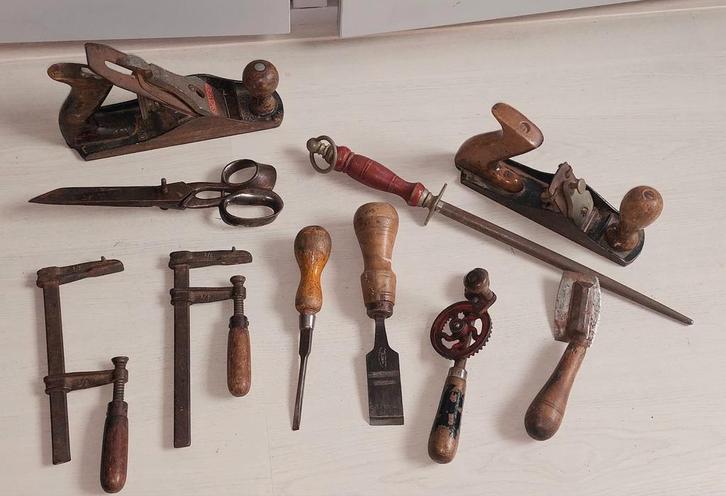 Verzameling  diverse oude gereedschappen, Antiek en Kunst, Antiek | Gereedschap en Instrumenten, Ophalen of Verzenden