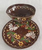 Handgeschilderde keramische schaal met bord, Antiek en Kunst, Ophalen of Verzenden