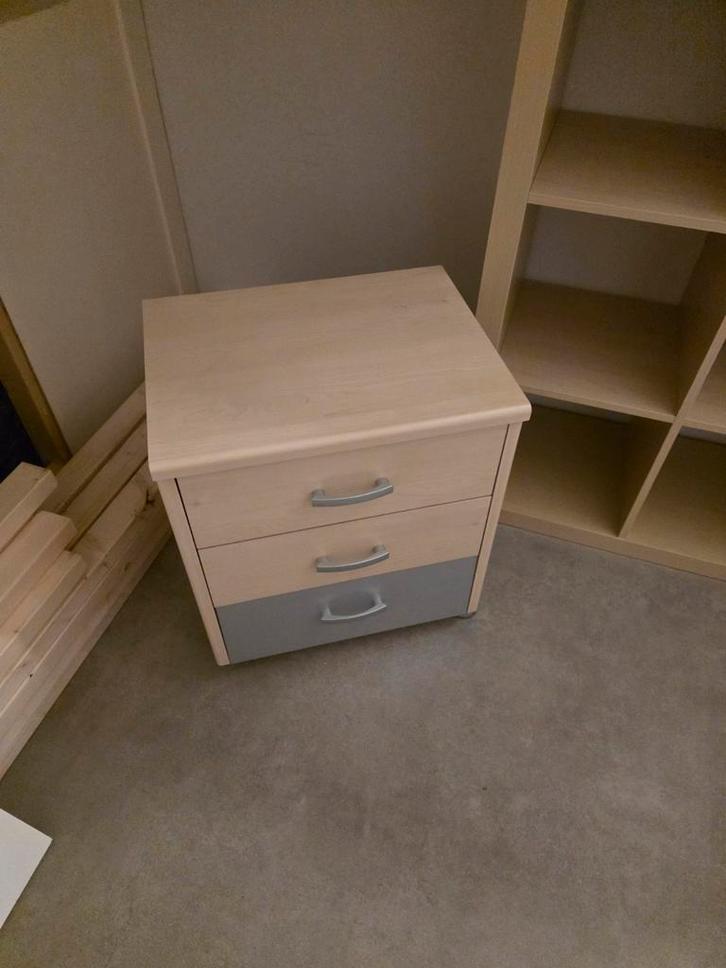 Ladekast op Wielen - Grijs & Eiken - 51,5x40x60cm, Huis en Inrichting, Kasten | Dressoirs, Ophalen