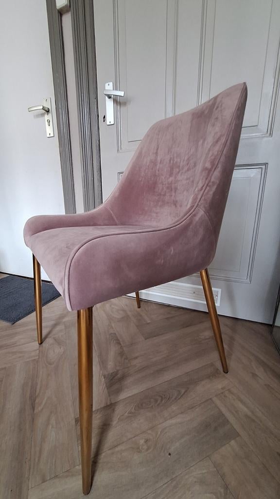 4 x mooie roze stoelen met gouden poten, Huis en Inrichting, Stoelen, Overige kleuren, Ophalen of Verzenden, Zo goed als nieuw