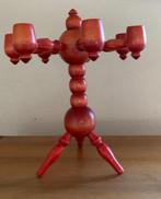 Vintage Zweedse Bol Kandelaar Rood, Huis en Inrichting, Woonaccessoires | Kandelaars en Kaarsen, Gebruikt, 25 tot 50 cm, Ophalen of Verzenden