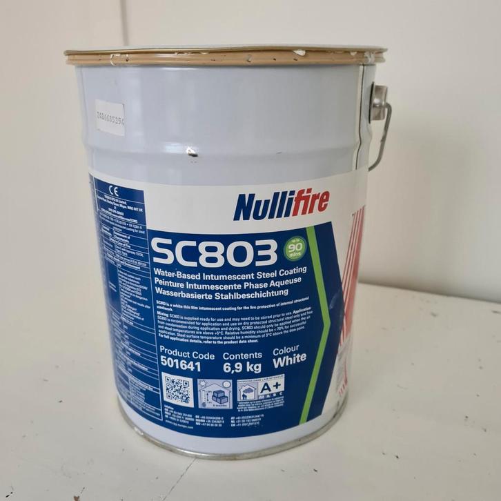 Nullifire SC803 Brandvertragende Verf - Wit, Doe-het-zelf en Verbouw, Verf, Beits en Lak, Zo goed als nieuw, Verf, 5 tot 10 liter