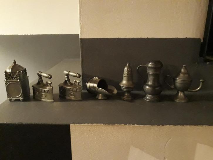 13 tinnen figuren voor letterbak + fruitschaal, Antiek en Kunst, Antiek | Tin, Ophalen of Verzenden