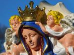 Prachtig fors Maria beeld met engelen en achterplaat, polyst, Ophalen of Verzenden, Kunststof, Engelenbeeld