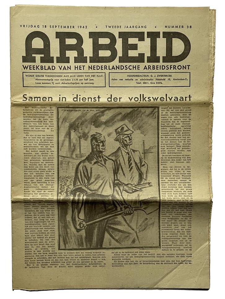 Arbeid - weekblad van Arbeidsfront (NSB), Verzamelen, Militaria | Tweede Wereldoorlog, Overige soorten, Boek of Tijdschrift, Nederland