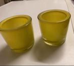 Waxine houder geel groen zwaar glas, Ophalen of Verzenden, Groen, Overige materialen, Minder dan 25 cm