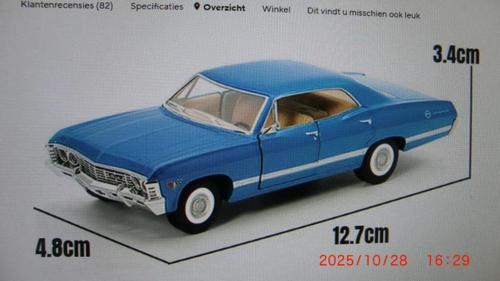 Chevrolet Impala 1:43, Hobby en Vrije tijd, Modelauto's | 1:43, Nieuw, Auto, Overige merken, Ophalen of Verzenden
