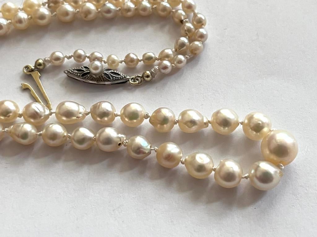 Antieke ketting c 1910 goud natuurparels, Sieraden, Tassen en Uiterlijk, Antieke sieraden, Ophalen of Verzenden, Goud, Ketting