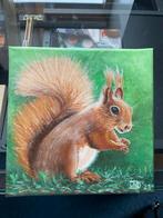 Olieverf Schilderij Eekhoorn - 20x20 cm, Ophalen of Verzenden
