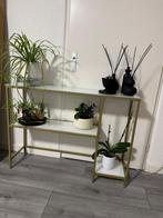 Stijlvolle wandtafel/sidetable met glazen planken, 50 tot 100 cm, Ophalen of Verzenden, Zo goed als nieuw, Metaal